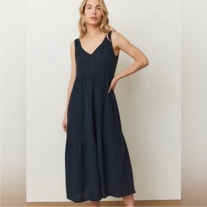 Marine Layer Corinne Double Gauze
Cotton Maxi Dress Black | Size Medium